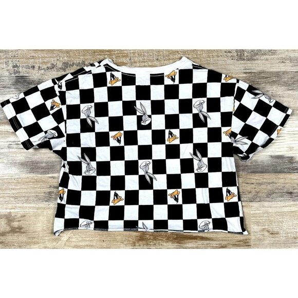 Looney Tunes Daffy Duck and Bugs Bunny Crop Top Shirt Size Medium - Picture 2 of 4